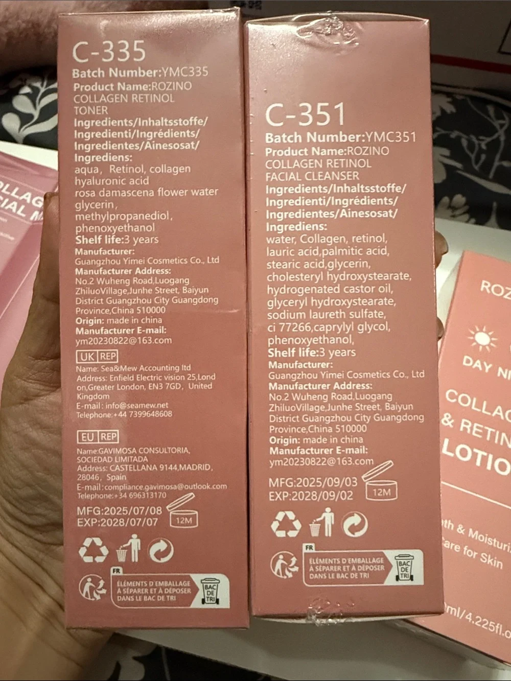 11 piece Rozino Collagen & Retinol Skincare Bundle + Facial Masks NWT